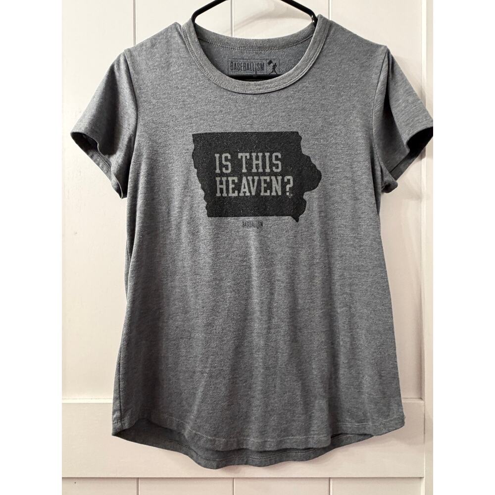Baseballism "Is This Heaven?" grey tshirt  state of Iowa sz Small GUC